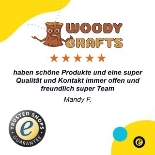 🌟🌟🌟🌟🌟 Woody Crafts hat von euch 5 Sterne bekommen! 🧶💛 Es ist für uns eine große Ehre und Freude, euer Vertrauen gewonnen...